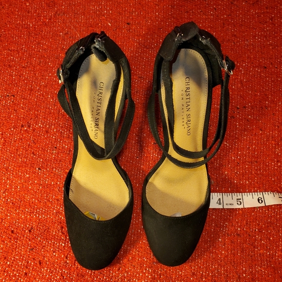 Christian Siriano vintage 2000s black faux suede block heel D'Orsay pump - Picture 6 of 12